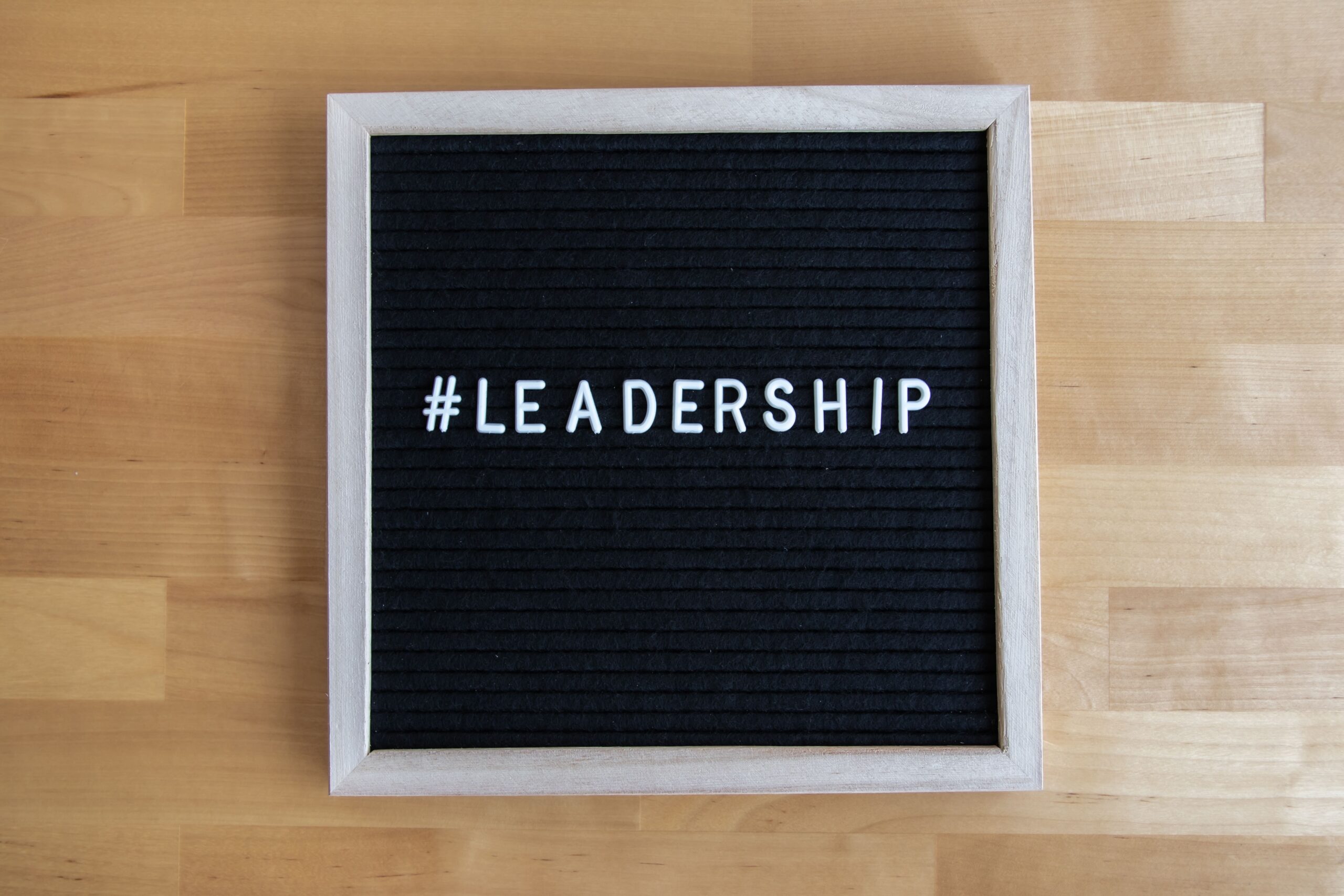 Board that reads 'Leadership'